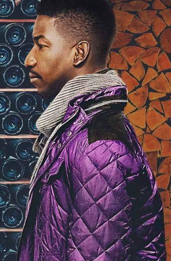 Elijah Uncorked Mamoudou Athie Purple Quilted Jacket