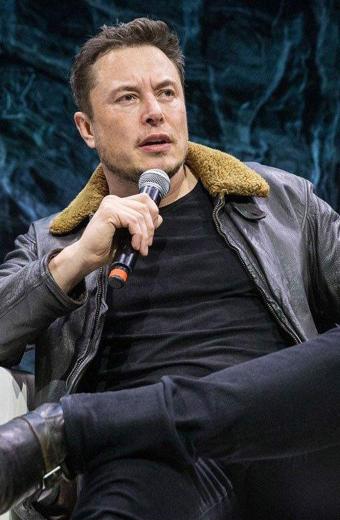 Elon Musk SXSW Black Leather Shearling Jacket