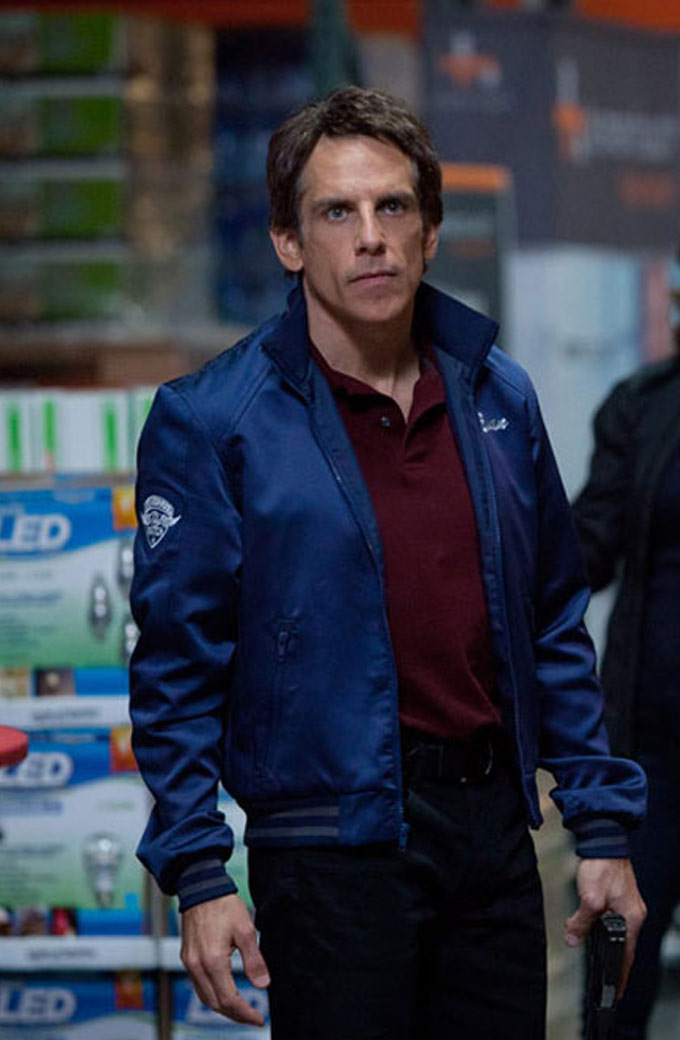 Evan The Watch Ben Stiller Blue Satin Jacket
