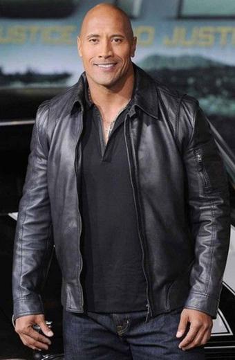 Dwayne Johnson Faster Driver The Rock Black Leather Jacket