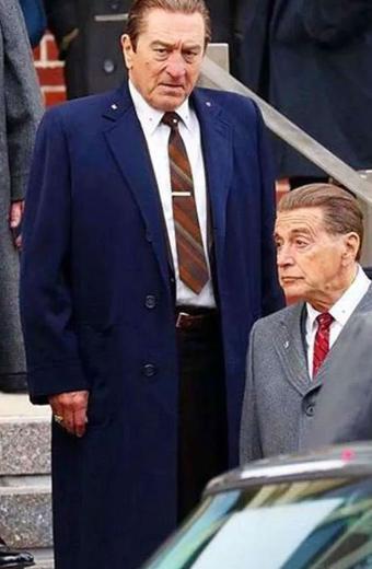 Frank Sheeran Irishman Robert De Niro Blue Long Trench Coat