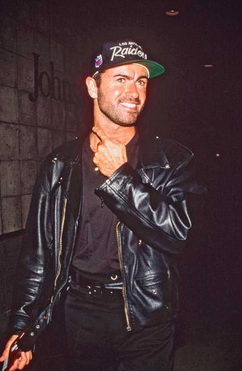Casual George Michael Mens Bomber Black Biker Leather Jacket