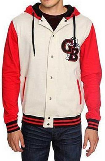 Ghostbusters Red and White Fleece Bomber Hooded Varsity Jacket