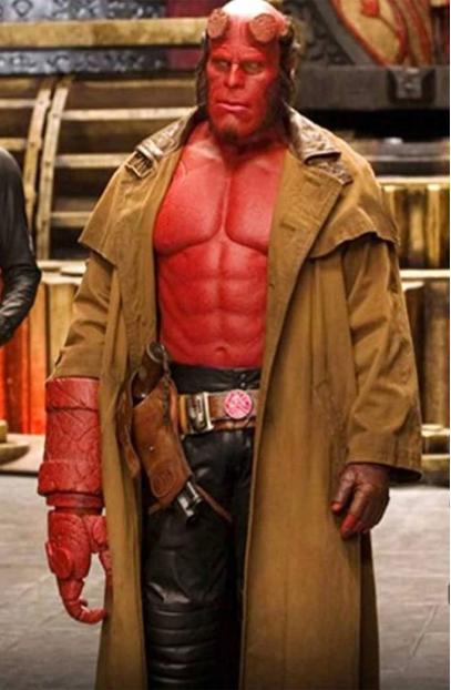 Ron Perlman Hellboy Cosplay Brown Cotton Long Trench Coat hellboy-ron-perlman-brown-leather-trench-coat