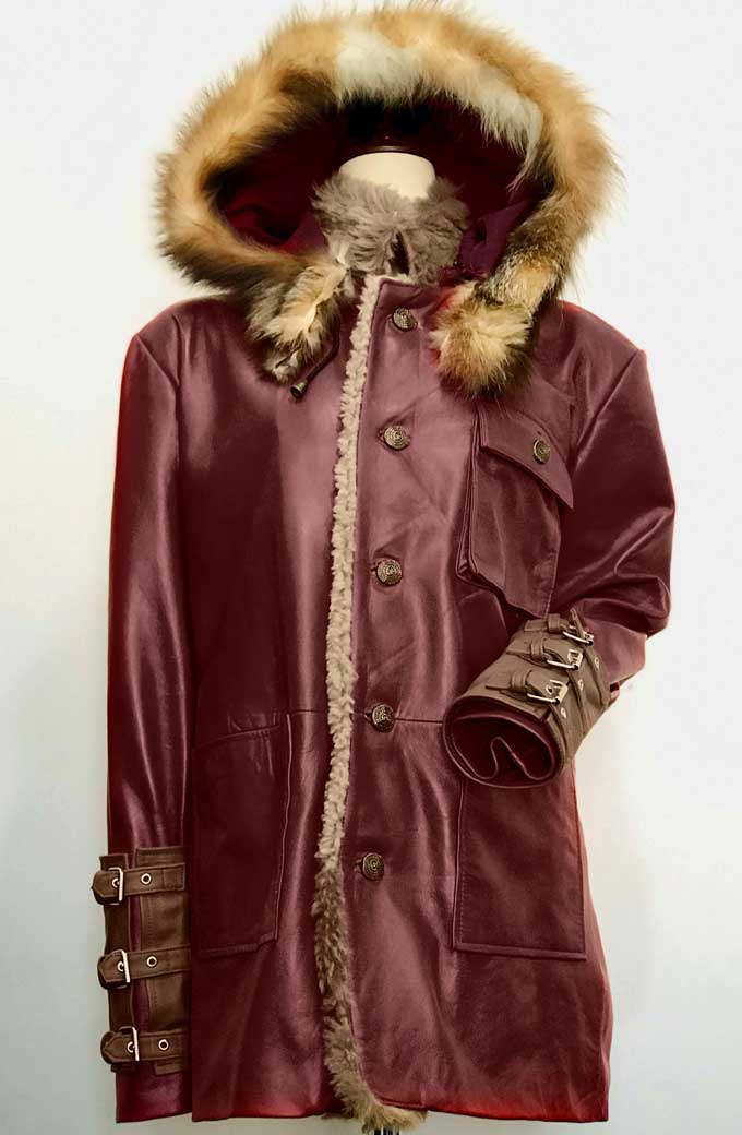 Chris Cringle Mel Gibson Fatman Hooded Maroon Leather Parka mel-gibson-fatman-hooded-parka