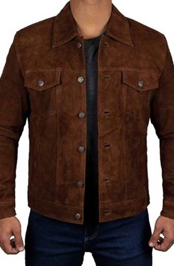 Men Designer Dark Brown Suede Jacket