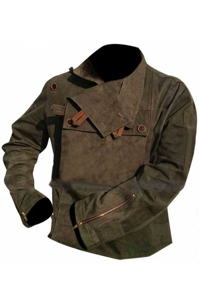 Prometheus Captain Janek Idris Elba Olive Green Leather Jacket