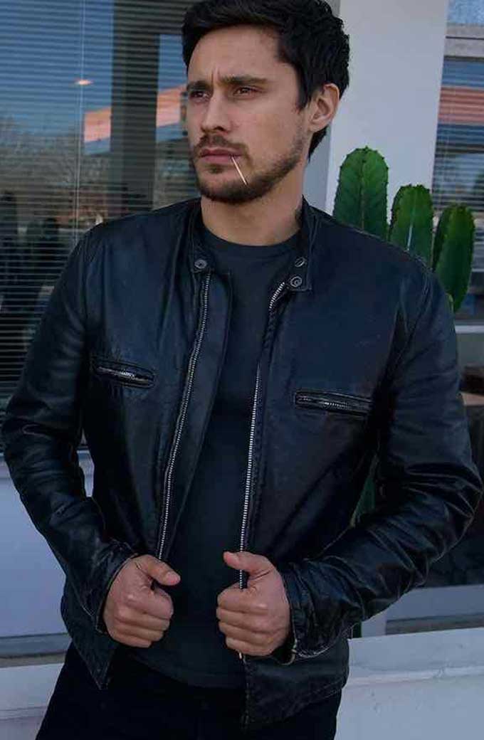 James Queen of the South Peter Gadiot Black Leather Jacket