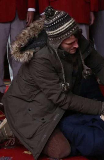 Tim Say Your Prayers Harry Melling Hooded Grey Cotton Parka