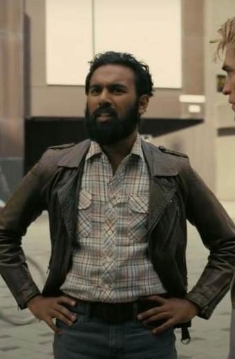 Mahir Tenet Himesh Patel Mens Brown Biker Leather Jacket