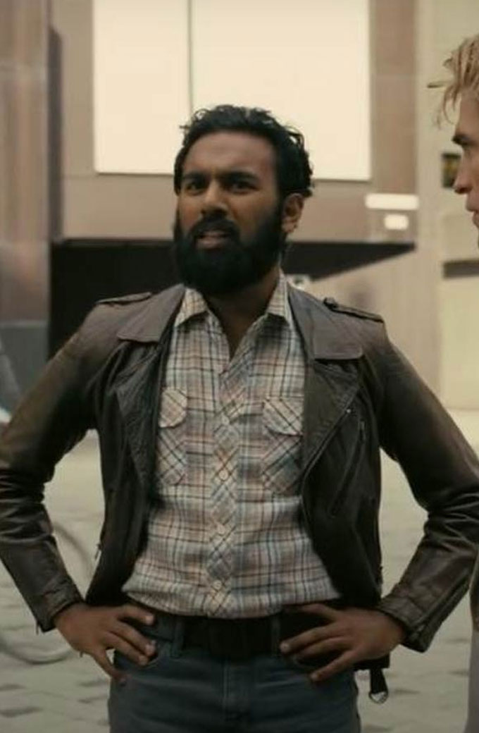 Mahir Tenet Himesh Patel Mens Brown Biker Leather Jacket