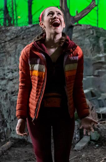 Iris Apatow The Bubble Krystal Kris Orange Puffer Jacket
