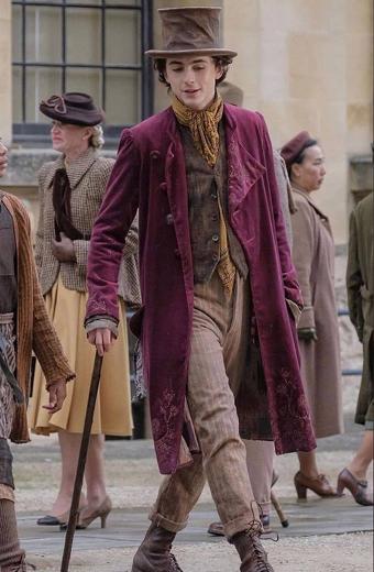 Timothée Chalamet Wonka Willy Wonka Velvet Coat