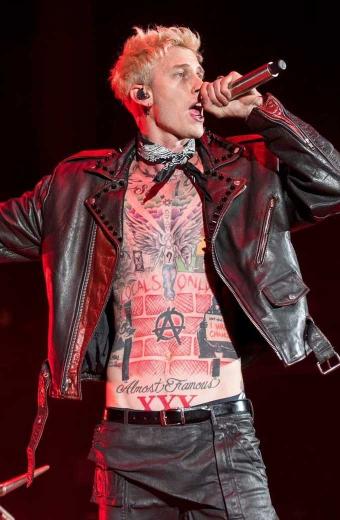 Machine Gun Kelly Concert Studded Biker Black Leather Jacket