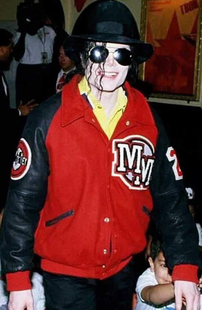 Michael Jackson Mickey Mouse Red Wool Letterman Jacket