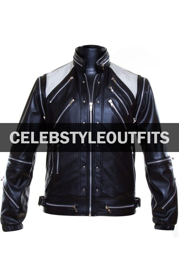 Beat it Song Michael Jackson Mens Biker Black Leather Jacket