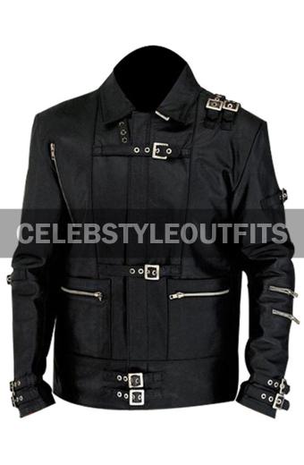 Michael Jackson Bad Album Belted Mens Black Leather Jacket