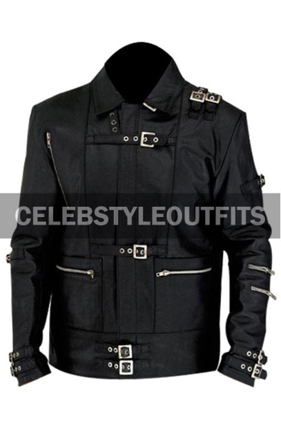 Bad Album Michael Jackson Belted Black Mens Leather Jacket bad-michael-jackson-jacket