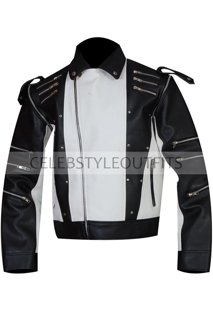Mens Pepsi Song Michael Jackson Biker Black Leather Jacket