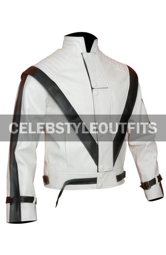 Michael Jackson Thriller Classic White Biker Leather Jacket