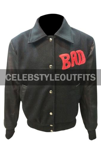 Michael Jackson Bad Album World Tour Black Bomber Wool Jacket