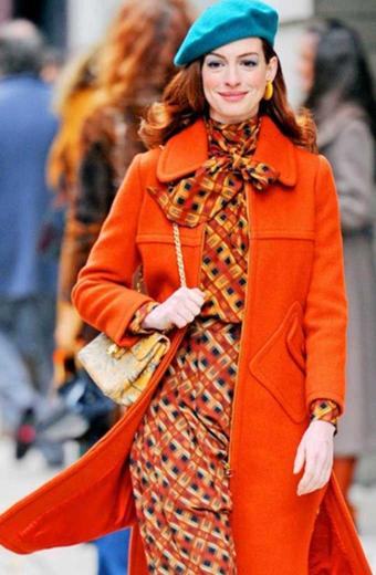 Anne Hathaway Modern Love Lexi Orange Wool-Blend Trench Coat