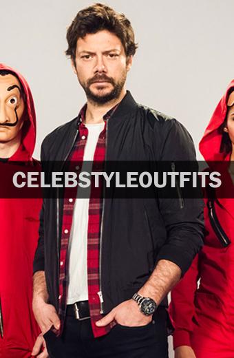 Professor Money Heist Alvaro Morte Bomber Black Satin Jacket