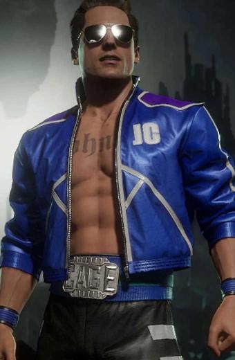 Johnny Cage Mortal Kombat Bomber Blue Cosplay Leather Jacket