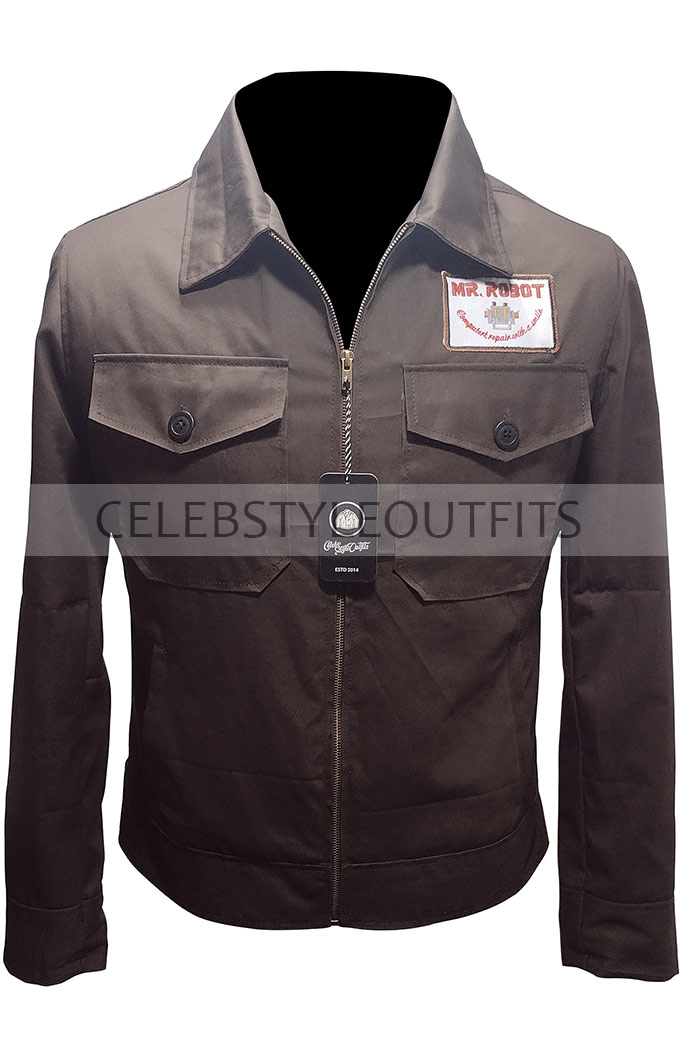 Mens Christian Slater Mr Robot Bomber Brown Cotton Jacket mr-robot-christian-slater-jacket