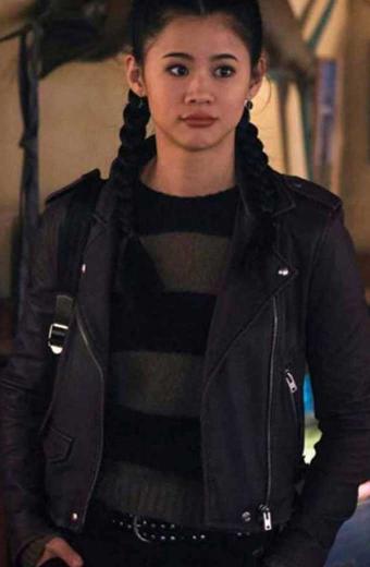Leah Lewis George Fan Nancy Drew Biker Black Leather Jacket