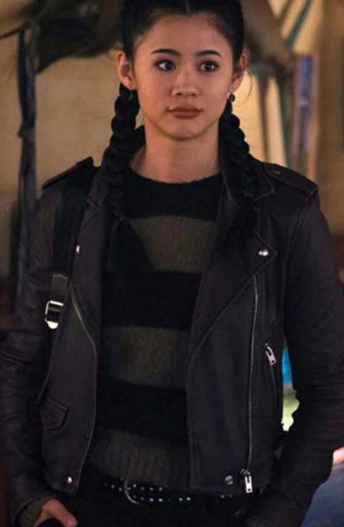 Leah Lewis George Fan Nancy Drew Biker Black Leather Jacket