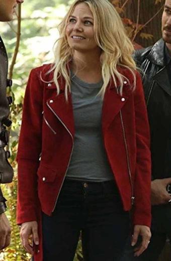 Once Upon a Time Jennifer Morrison Emma Swan Red Suede Jacket