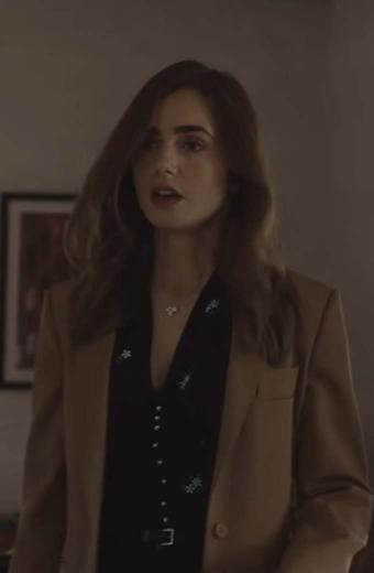Lily Collins British Actress Windfall Wife Brown Wool Blazer