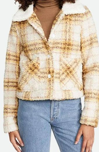 Outer Banks Kiara Carrera Madison Bailey Plaid Sherpa Jacket