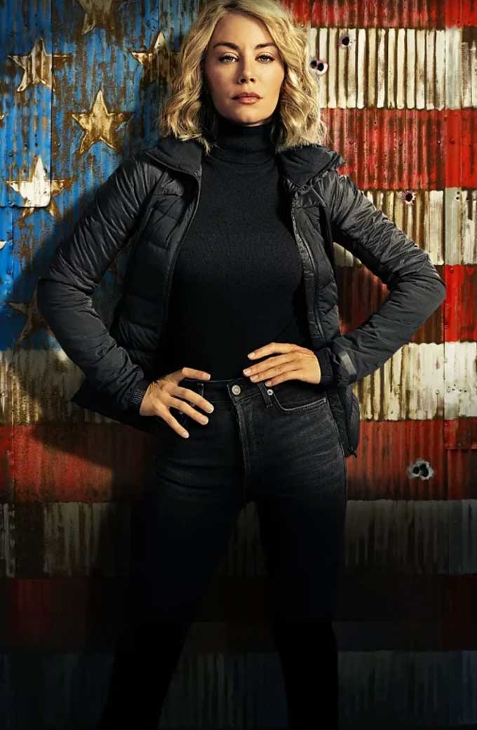 Emilia Harcourt Peacemaker Jennifer Holland Puffer Jacket