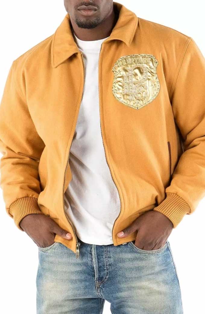 Pelle Pelle All Or Nothing Yellow Wool Bomber Jacket