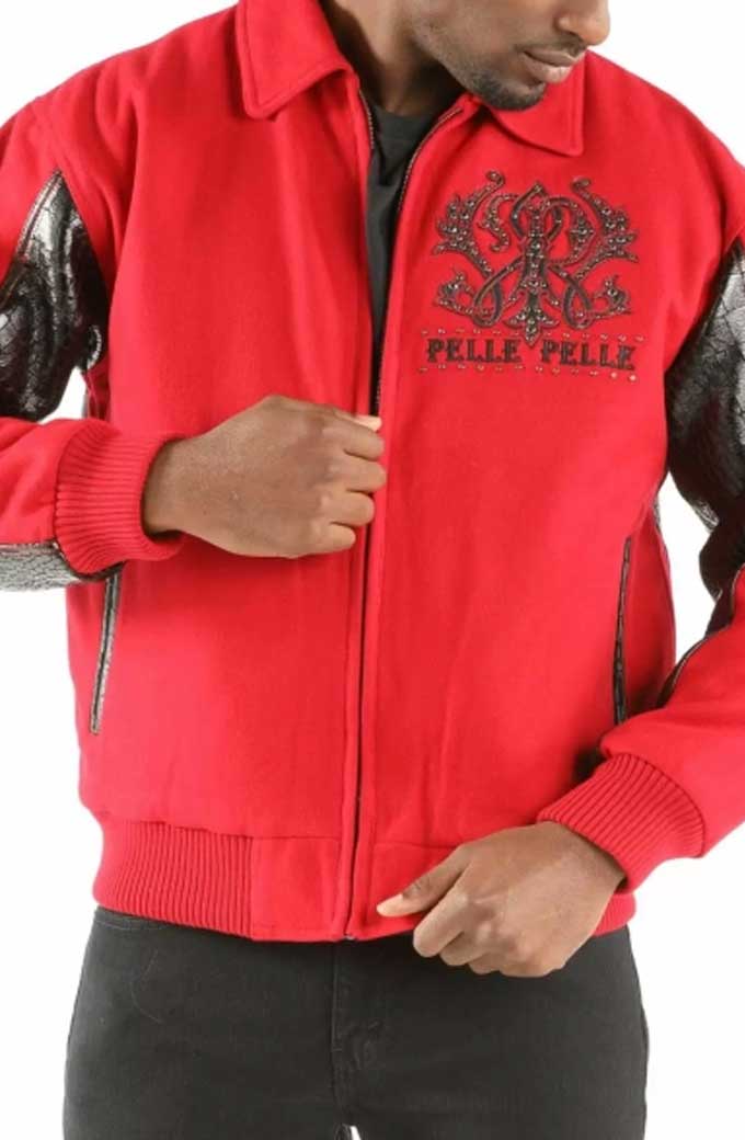 Pelle Pelle MB Forever Fearless Red And Black Bomber Jacket