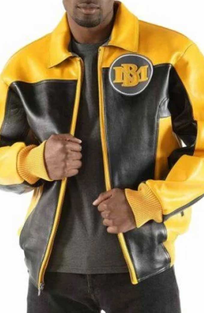 Marc Buchanan Pelle Pelle Black And Yellow Leather Jacket