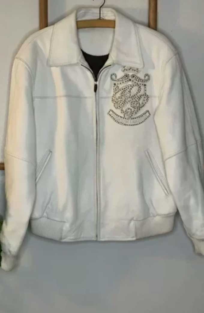 MB 1978 Premium Pelle Pelle White Studded Leather Jacket