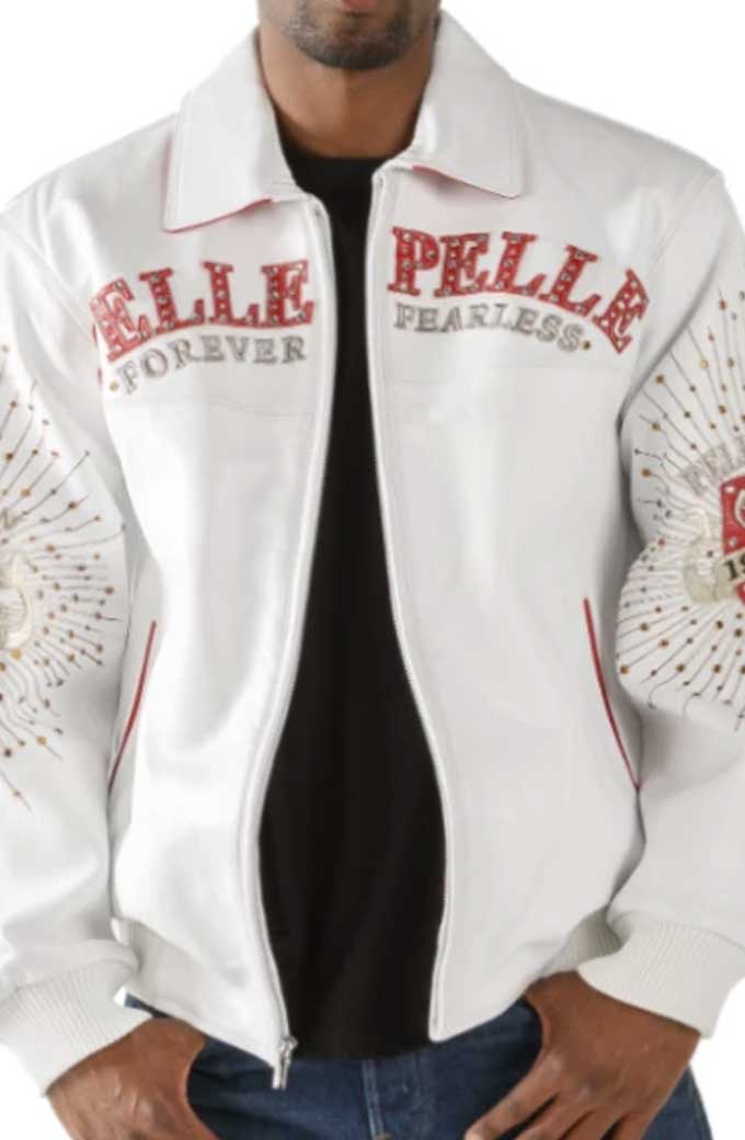 Pelle Pelle 1978 Never Say Die MB White Leather Jacket