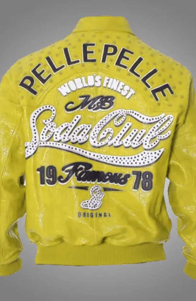 Pelle Pelle 1978 Soda Club Yellow Leather Bomber Jacket