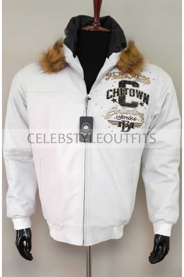 World Renown Chi-Town Pelle Pelle Bomber White Hooded Jacket