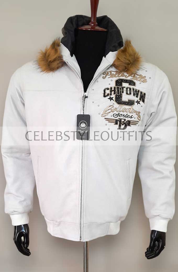 World Renown Chi-Town Pelle Pelle Bomber White Hooded Jacket