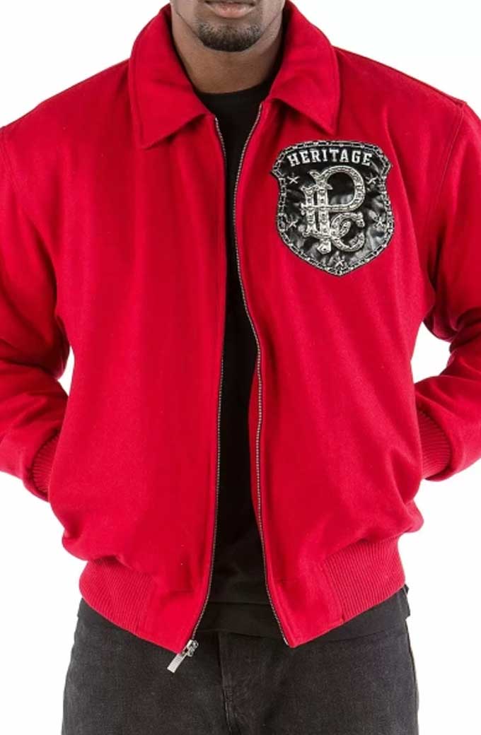 Heritage Pelle Pelle All Or Nothing Bomber Red Wool Jacket