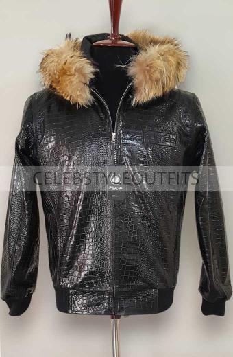 World Famous Pelle Pelle MB Crocodile Skin Fur Hooded Jacket