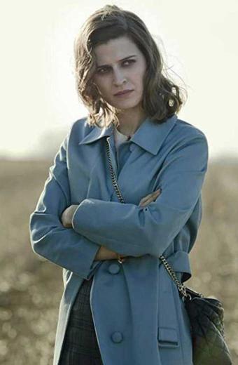 Martha Kane Emma Paetz Pennyworth Belted Blue Cotton Coat