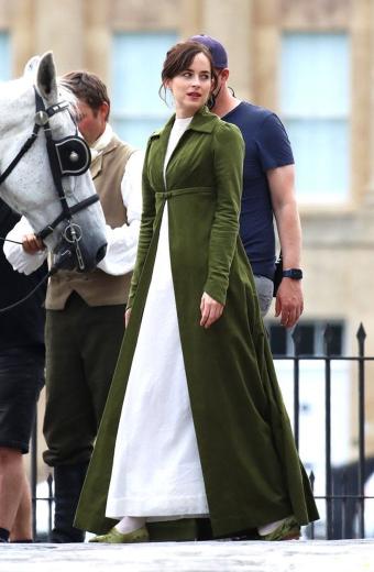 Dakota Johnson Persuasion Anne Elliot Green Long Coat