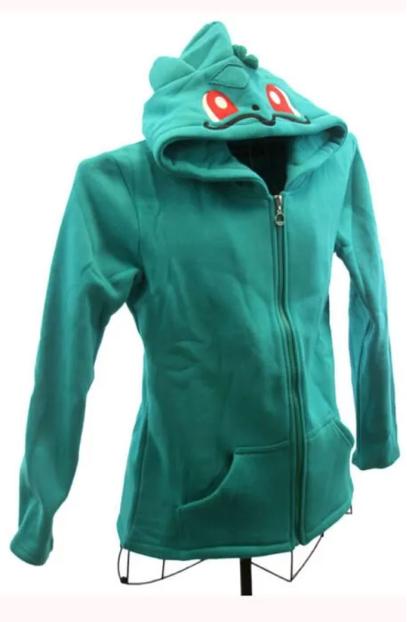 Bulbasaur Pokedex Gaming Pokemon Green Fleece Pullover Hoodie pokemon-bulbasaur-green-hoodie
