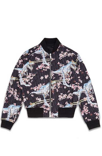 Mens Pop Smoke Dior Casual Floral Blue Bomber Cotton Jacket