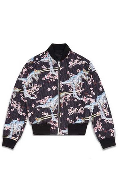 Mens Pop Smoke Dior Casual Floral Blue Bomber Cotton Jacket